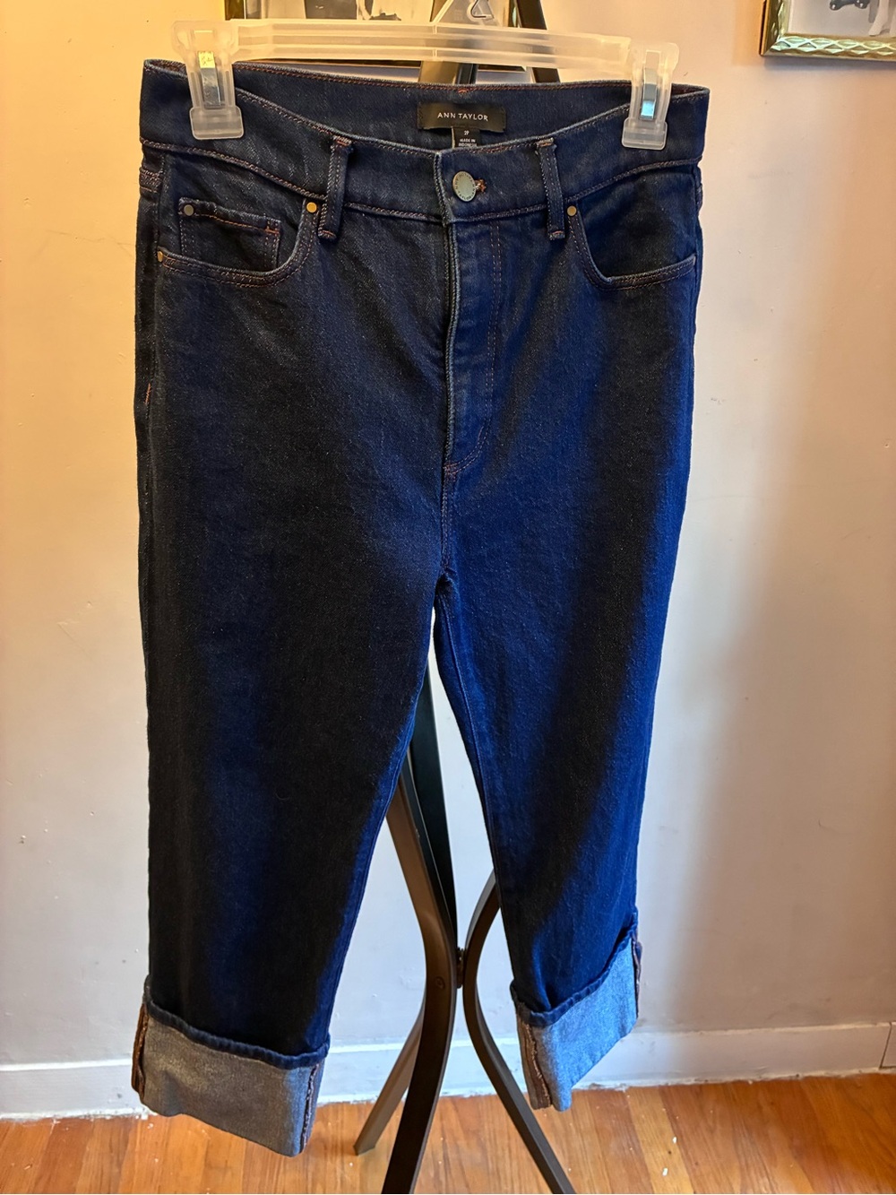 Ann Taylor Dark Blue Relaxed Cuffed Jeans